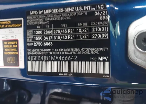 2021 Mercedes-Benz Gle 350 from USA, damaged, VIN 4JGFB4JB1MA466642